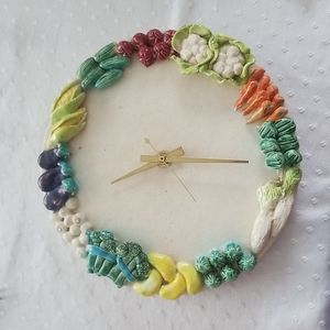 Artisan made ceramic wall clock- vegetables!